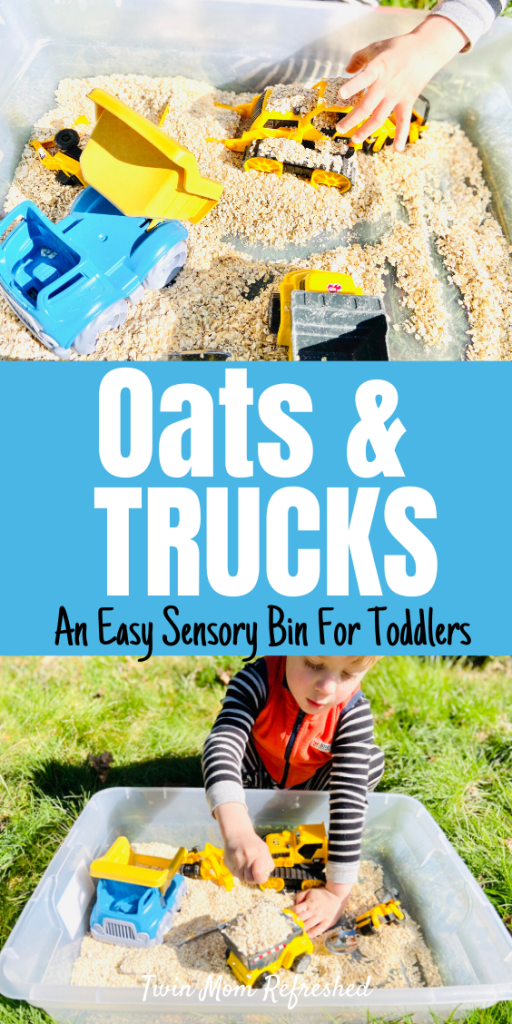 Trucks and Oats Toddler Sensory Bin - Toddler Approved