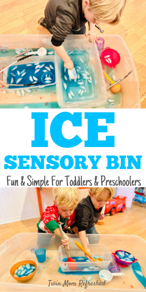 Toddler Sensory Bin with Ice
