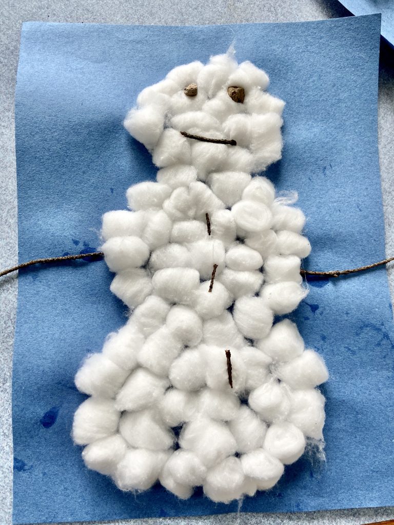 Cotton ball snowman preschool